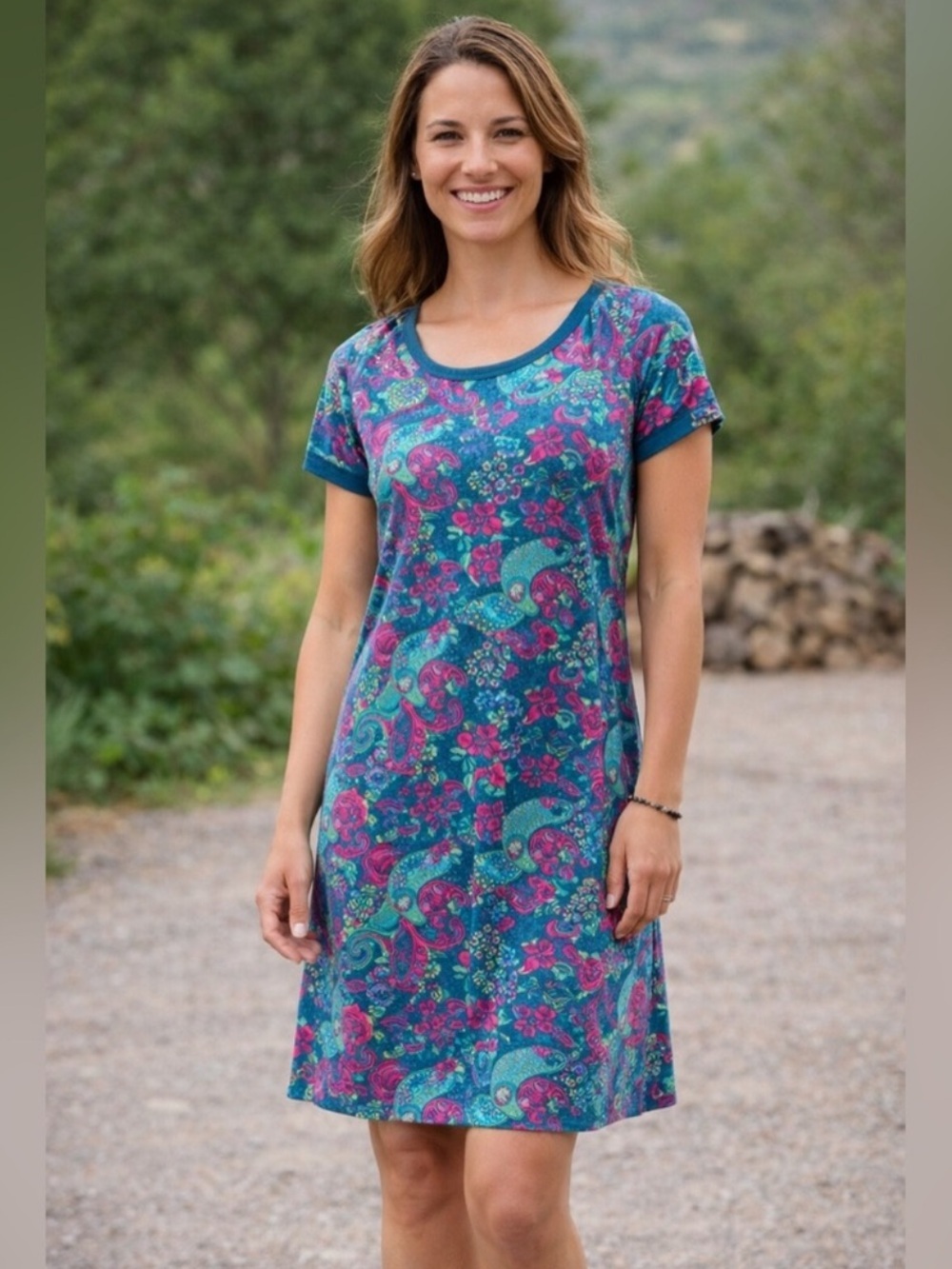 Title Nine Tech Athena Athletic Dress Floral Paisley Zip Pocket Outdoor resort